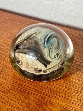 Vintage California Glass Studio Blown Paperweight Marbled Swirl Galaxy Celestial